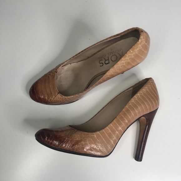 Michael Kors Snake Skin Heels Pumps Ombre Tan 8 - Picture 3 of 9